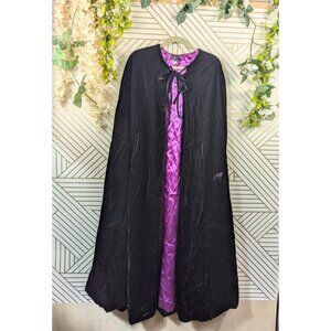 Vintage Morbid Threads Black Velvet Full Length Cloak Cape Witch Vampire Goth